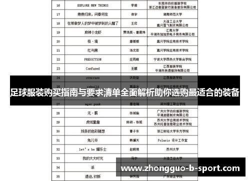 足球服装购买指南与要求清单全面解析助你选购最适合的装备
